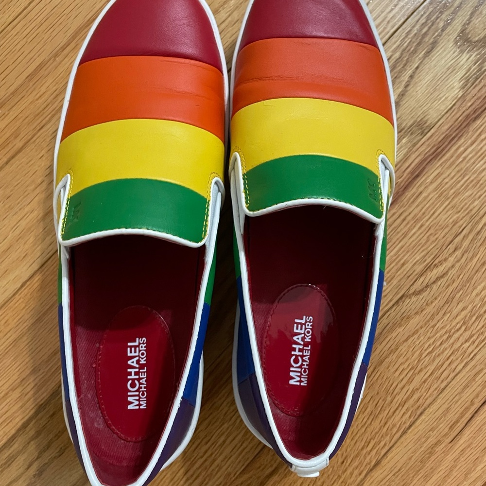 Michael Kors Dylan Slip on Rainbow Shoe w box - Picture 3 of 6